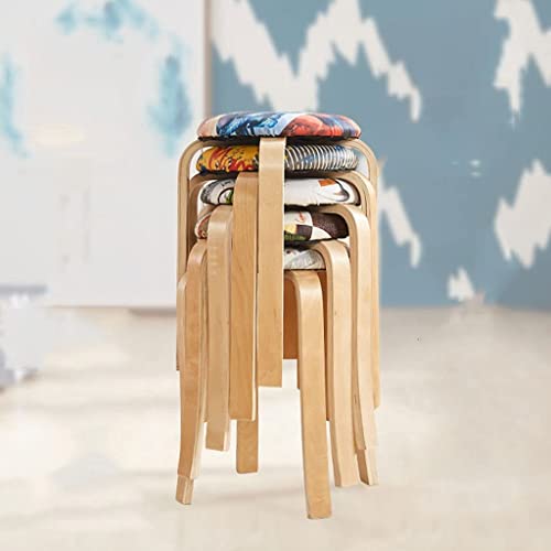 Tabouret de traitement rond en bois massif de bar et table à manger - 3