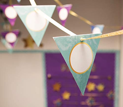 Image of Carson Dellosa 36-Piece Galaxy Pennants, Science and Space Theme Cutouts, Marble and Gold Party Decorations, Name Tags, Bulletin Board, and Classroom Decor