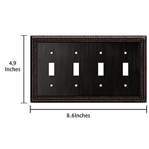 Image of Sunken Pearls Heavy Duty Decorative Wall Plate Switch Plate Outlet Cover (Quad Toggle, Aged Bronze)