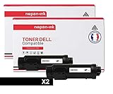  NOPAN-INK - Toner x2-593-BBSB (Noir X2) - Compatible pour Dell H 625 cdw 820 Series 825 825 cdw S 2825 CDN Dell H 625 cdw 820 Se