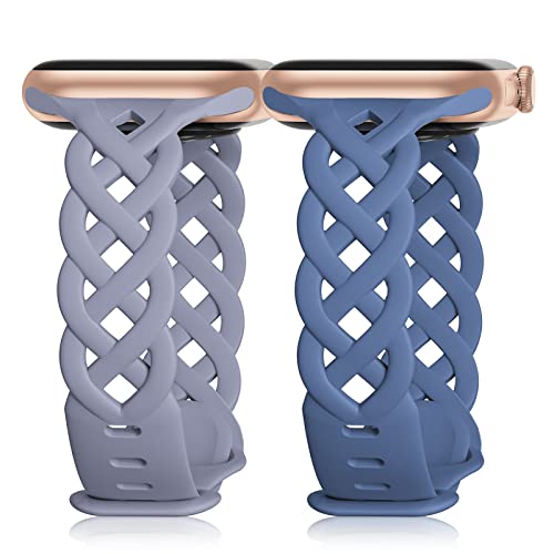 Image of Braided Silicone Bands Compatible with Apple Watch Women Slim Thin Narrow | Breathable Hollow-out Bands for iWatch Ultra 2 /3 SE 3 Series 11 /10 /9 /8 /7 /6 /5 /4 /3 /2 /1 38mm 40mm 41mm 42mm 44mm 45mm 46mm 49mm