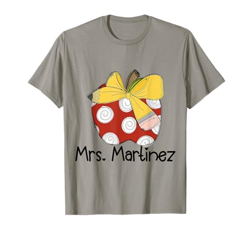 Mrs. Martinez Apple Pencil Bow Teacher Graphic Design T-Shirt