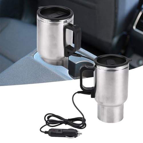 wasserkocher auto 12v,Wasserer Für Auto,Wasserer 12 Volt Auto,Auto Wasserer,12V 450Ml Elektro Reise Heizbecher Reisekel AEdelstahl Im Auto Reisewasserer Kaffee Tee Autotasse Becher nkbecher