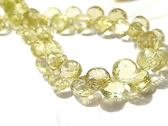 Quartz Citron perles briolettes faceted onion briolette 7mm pour loisirs créatifs et bijoux