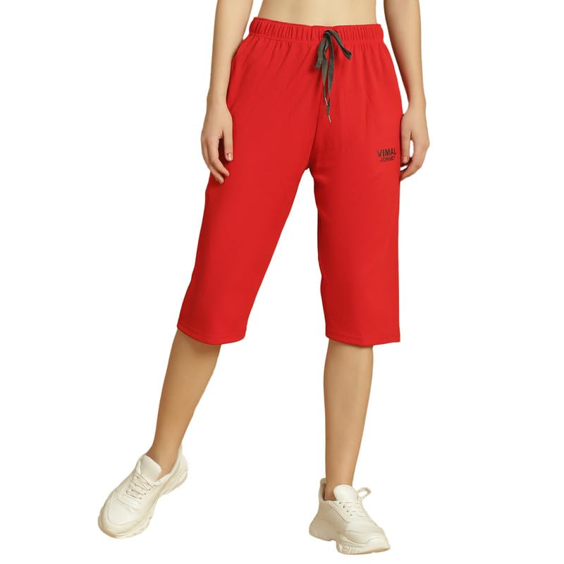 Image of Mack Jonney Solid Regular Fit Polyster Lycra Capri for Women-P