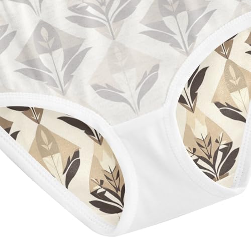 ZZKKO Vintage Geometric Brown Leaf Girls Underwear Toddler Panties for Girls Comfort Brief Size 2-8T4