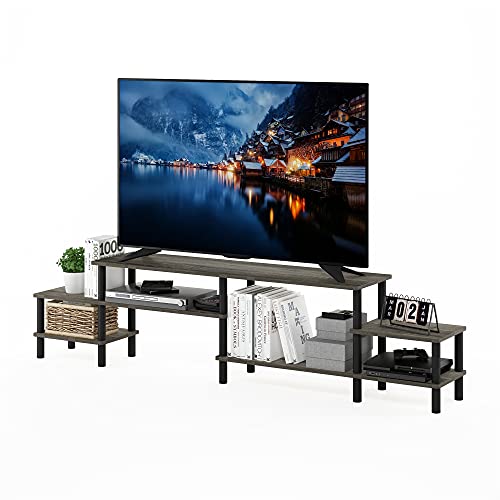 Image of Furinno Turn-N-Tube TV Stand, 3-Tier Open Design Entertainment Center with Shelf, TV Console for TV up to 55 Inch, Toolless Assembly, for Living Room, Bedroom, French Oak
