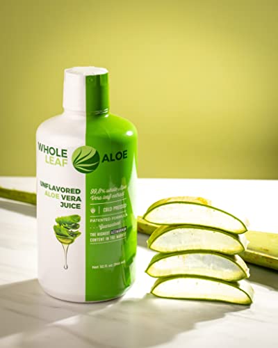 Whole Leaf Aloe Vera Juice - Potent, Unflavored, For Digestive Health, Skin Care And Hydration, Highest Acemannan Concentration, Water-Free Patented Formula, Ideal For Daily Use #TOP3