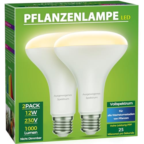 Lampe de croissance E27 LED ampoule plante intérieur spectre complet BR30 12W Briignite