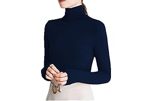 Womens Soft Cotton Long Sleeve Mock Turtleneck Shirts Tops