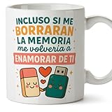 MUGFFINS taza regalo novia y novio con frase si me borraran la memoria me volvería a enamorar de ti en Español | aniversario, regalos San Valentín, cumpleaños, romántico, amor | pareja-2 v1