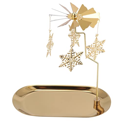 Unomor 1set Rotating Golden Snowflake Candle Holder Elegant Decorative Candle Stand for Christmas Table Decor Easy Assembly Creates Warm Atmosphere for Indoor Use