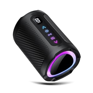 TIMU Wireless Portable Speaker，24H Playtime, 3 Colorful RGB Lights, Bluetooth 5.4 for Outdoor/Home/Party, （Matte Black）