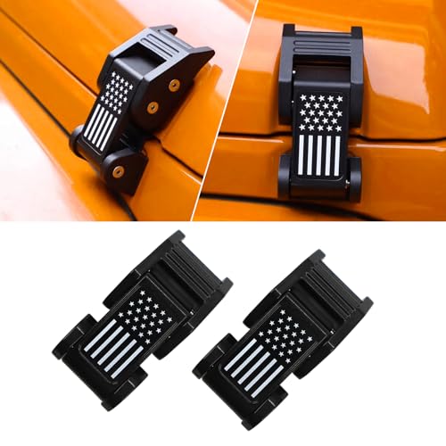 Brangstak Aluminum Hood Latch - Adjustable Hood Lock Kit with American Flag Pattern - Compatible with Jeep Wrangler JK/JKU (2007-2018) & JL/JLU Gladiator JT (2018-2023) (Black) by Brangstak - Used condition - US$20.11