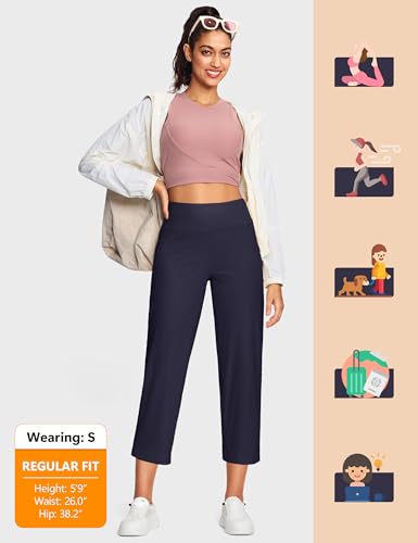 Image of ISEEGZ 15 inch / 18 inch / 21 inch / 25 inch Capri Pants for Women High Waist with Pockets Women's Capris Workout Yoga Pants Loose Straight Leg
