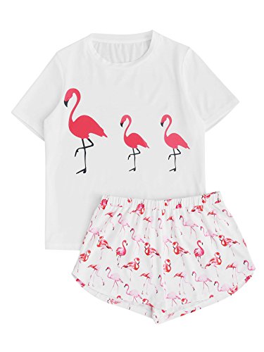 Didk women's cute cartoon print tee and shorts pajama set flaming…