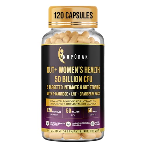 Image of Women's Probiotic 50 Billion CFU | Vaginal, Urinary Microbiome & Gut Health Support | 6 Strains Probiotic for Women with D-Mannose + Cranberry + LNT Prebiotic | 120 Capsules (60-Days)