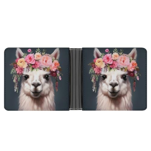 Cute Alpaca Bifold Wallet PU Leather Coin Purse Lightweight Credit Card Holder Wallet Money Clip