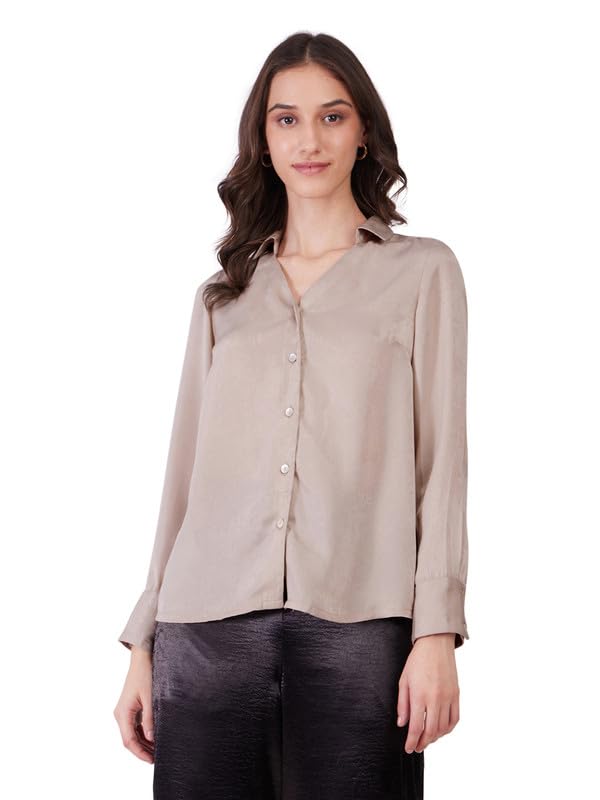 Image of FableStreet Women Shirts | Comfort Fit Spread Collar | Premium Satin Fabric for Formal, Business Casual