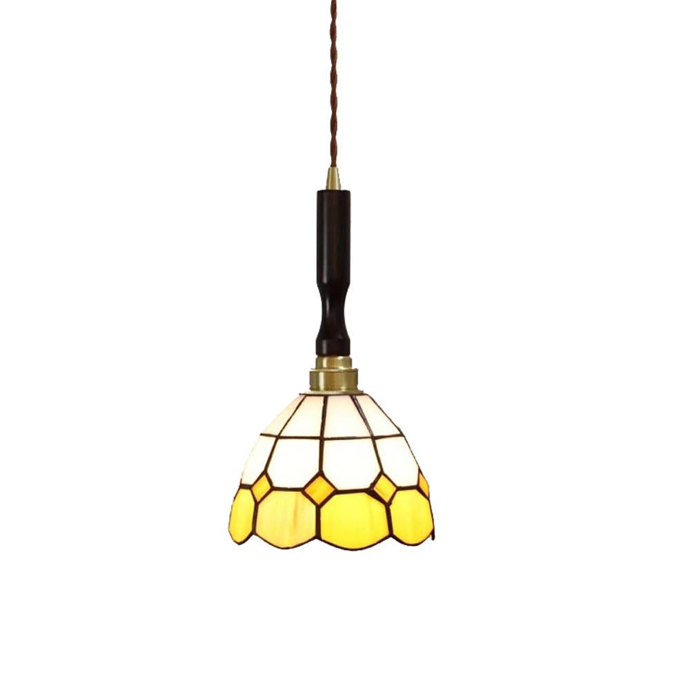 Suspension en verre scandinave E27 luminaire patchwork jaune et laiton