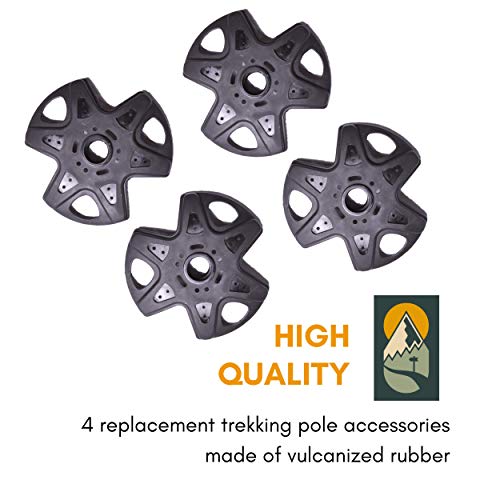 Hiker Hunger Extra Durable Rubber Snow Baskets: Trekking, Hiking, and Snowshoe Poles Accessories & Replacements Fits Most Walking Poles (4 Pack Snow Baskets) - USA Based Brand