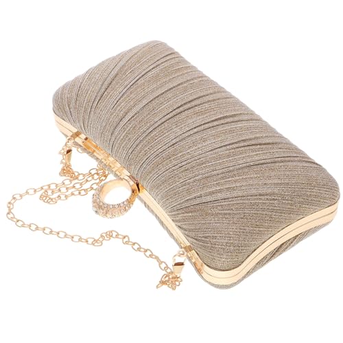 Pochette de Soirée Plissée en Satin Doré Haute Qualité