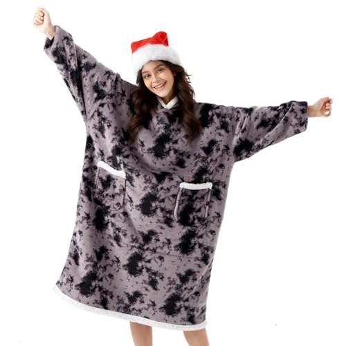 Couverture à capuche avec manches pour cocooning et soirées cinéma canapé en hiver