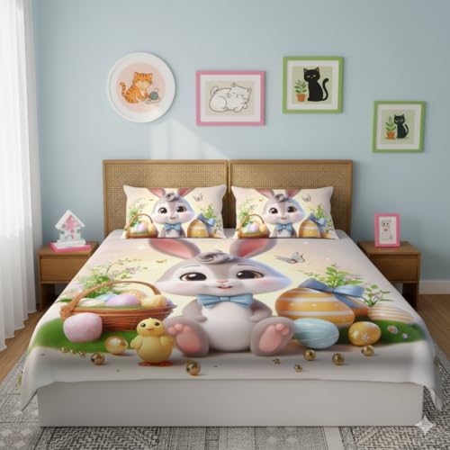 Image of Premium 7D Printed King Size Bedsheet Set with Pillow Covers Soft Cotton Blend Double Bedsheet for Home (Pillow Covers :18x28 inches Bedsheet :90x100 Multicolor)