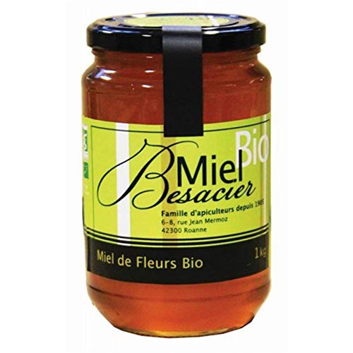 Miel Besacier - Miel de Fleurs Bio 1Kg - Douceur et Authenticité pour vos Plats - Certifié Agriculture Biologique - Idéal pour Vos Tartines et Boissons Chaudes - Lot De 2 - Vendu Par Lot