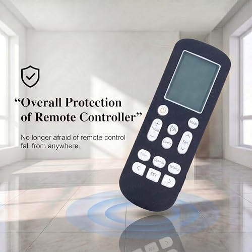 Image of SHOPOFLUX Silicone AC Remote Cover Compatible with Samsung AC Remote Full Wrap Protective Case with Lanyard [Remote NOT Included] (Black)