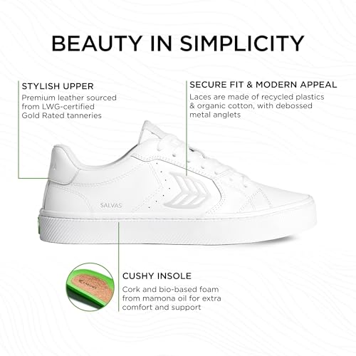 SALVAS Premium Leather Sneakers, Comfortable Shoes for Men, Lightweight & Sustainable, Versatile Casual Footwear with 100% Vegan Insoles, Rubber Soles2