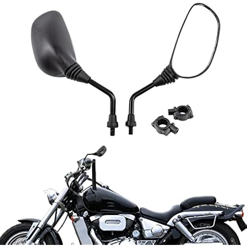 APEBAZY Motorcycle Rear View Mirror with 7/8 Inch 22 mm Clamp Adapter, Adjustable Rear View Mirror M10 Screw for Handlebars of Scooter, ATV, Bicycle, Cruiser (Black 3) Cover
