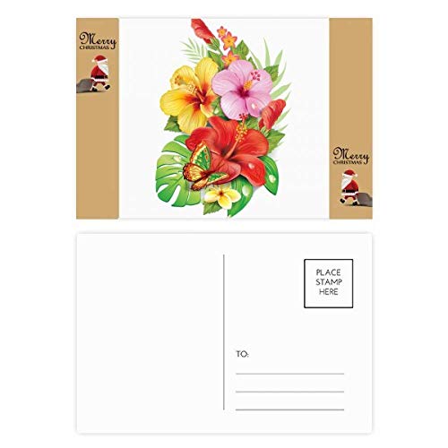 Carte postale de remerciement Père Noël bouquet de fleurs lot de 20 pour cadeaux