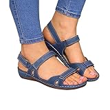 Sandals for women UK Clearance, Orthopedic Shoes for Women Plantar Fasciitis, Comfort Wedge Sandals, Open Toe Ankle Strap Sandals, Summer Wide Fit Cushion Walk Leather Sandals with Arch Support
