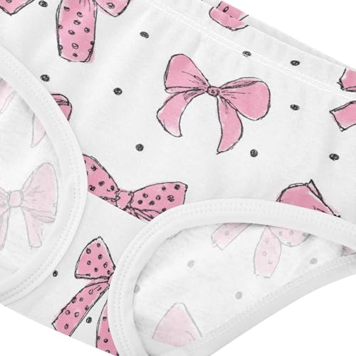 Wusikd Pink Bows Polka Dots Girls' Underwear Cotton Girls Briefs Soft Toddler Underwear 2T4