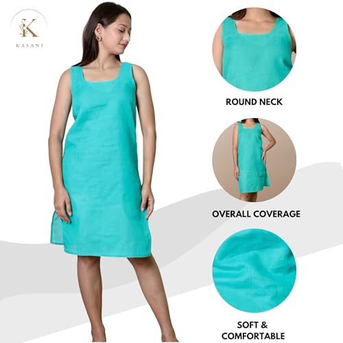 Image of KASANI Women's Camisole Cotton Long Knee-Length Sameej /Slip /Inner, Sleeveless, Pack of 2
