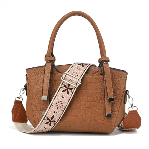 Image of LEMEDE Purse Strap,2 inch Leather End Shoulder Strap Adjustable Replacement,Retro Jacquard Multi-pattern Crossbody Bag Straps