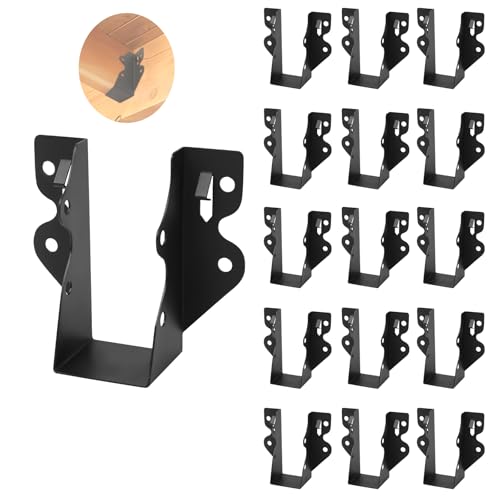 ICokin 16 Pcs 2x4 Joist Hanger,Q235B Steel Black Powder Coated Face Mount Joist Hangers,Hurricane Ties for Rafters,Tie Brackets for Floor Deck and Ceiling Joists