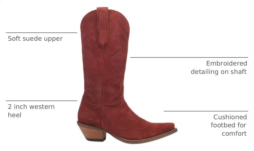 Image of Dingo Womens Out West Embroidered Snip Toe Casual Boots Mid Calf Mid Heel 2-3 inch