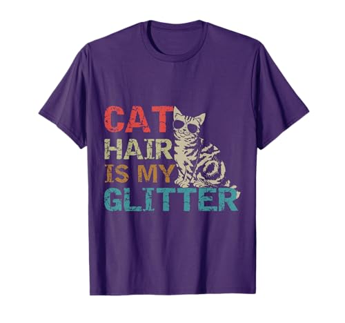Cat Hair is My Glitter Funny Cat Lover Retro Style Gift T-Shirt