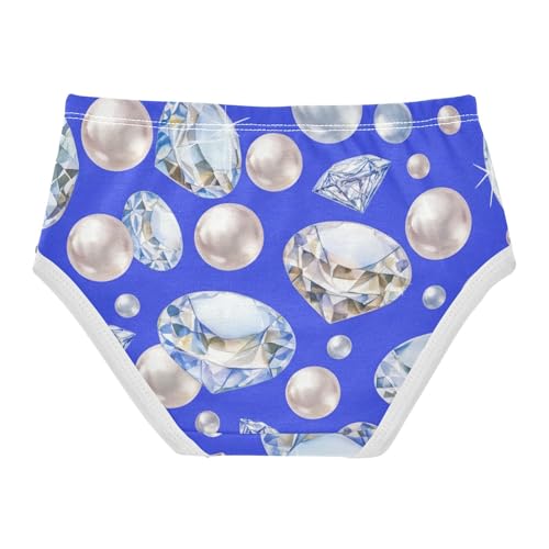 Watercolor Pearls Diamonds Blue Panties for Girl Girls Underwear Toddler Cotton Florals Kids Undies Briefs 2t2