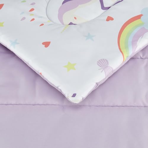 Image of Amazon Basics 5-Piece Soft, Easy-Wash Microfiber Kid's Bed-in-a-Bag Bedding Set with Sheet and Comforter, Twin, Unicorn Print