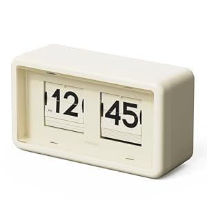 mooas Newtro Flip Desk Clock, Battery Powered, Wall/Desk (Cream)
