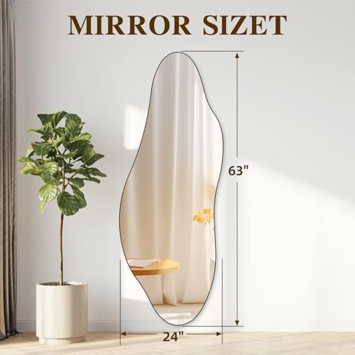 Image of QDSSDECO 63 inch x 24 inch Full Length Mirror Irregular Star Shaped, Frameless
