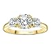 JewelryPalace Classic GRA 3 Stones 1ct Moissanite Engagement Rings for Women, 14k Yellow Gold Plated 925 Sterling Silver Promise Ring for Her, Round Cut Simulated Diamond Wedding Rings Size 6