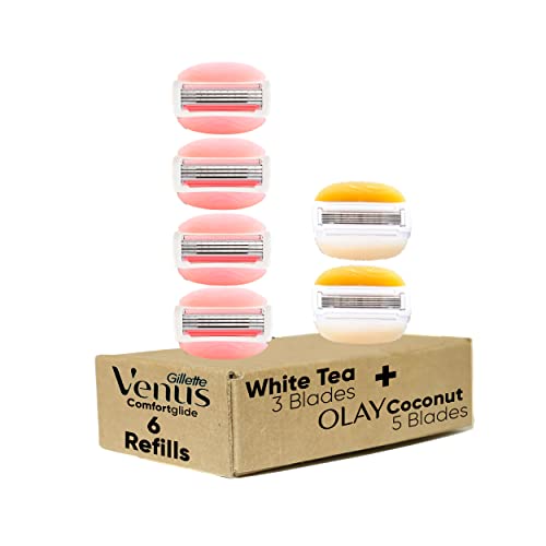 Gillette Venus ComfortGlide White Tea 4 count, with Gillette Venus ComfortGlide plus Olay 2 count, Women's Razor Blade Refills - image 9