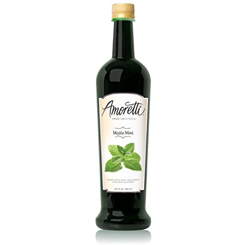 Amoretti - Premium Mojito Mint Syrup, 94 Servings Per Bottle (750 ml), with Pump for Flavoring Coffees, Cocktails, and other Beverages, Gluten Free, GMO/GEO Free, Preservative Free