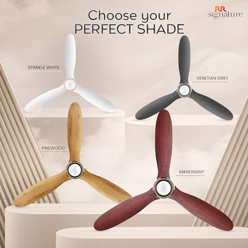 Image of RR Signature COMFYGLOW 1250mm BLDC Underlight Ceiling Fan with 100% Pure Copper Motor - 35W | 350 RPM High Speed | Remote Control & LED Light | 3 Light Modes | 3 Year Warranty - Venetian Grey