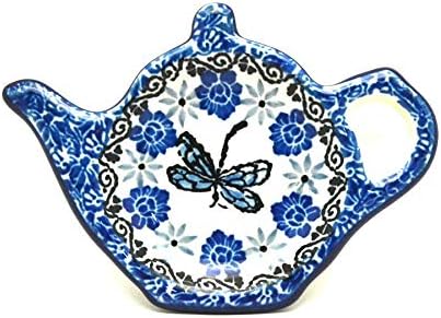 Polish Pottery Tulip Teabag Holder - Handmade Ceramic Spoon Rest, Microwave & Dishwasher Safe, 4.75" X 3" - View #5
