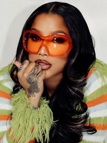 Oversized Trendy Wrap Around Sunglasses for Women Men - Cool Concert shades 2000s Retro Round Big Shield Glasses2